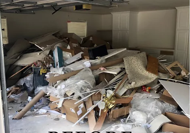 Cluttered garage full of junk